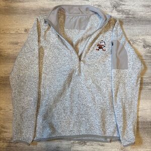 Women’s Heather Gray Quarter-Zip Pullover with Embroidered Cleveland Browns Logo